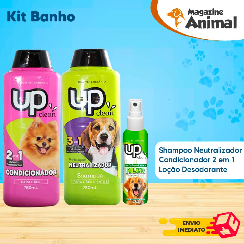 Kit Shampoo para Cachorro Shampoo Neutralizador + condicionador + Loção Milano 120ml