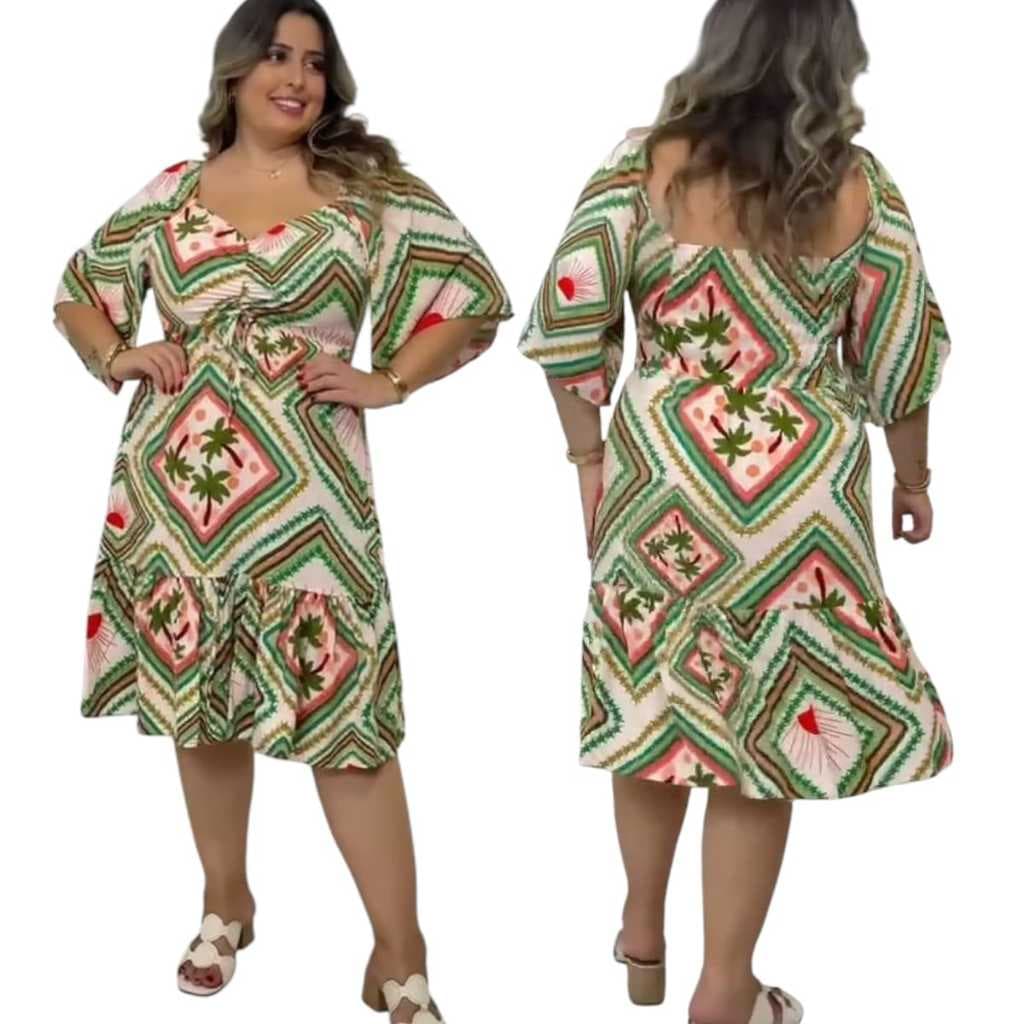 VESTIDO FEMININO PLUS SIZE MIDI VESTIDO CONFORTAVEL VESTIDO ESTILOSO PLUS SIZE