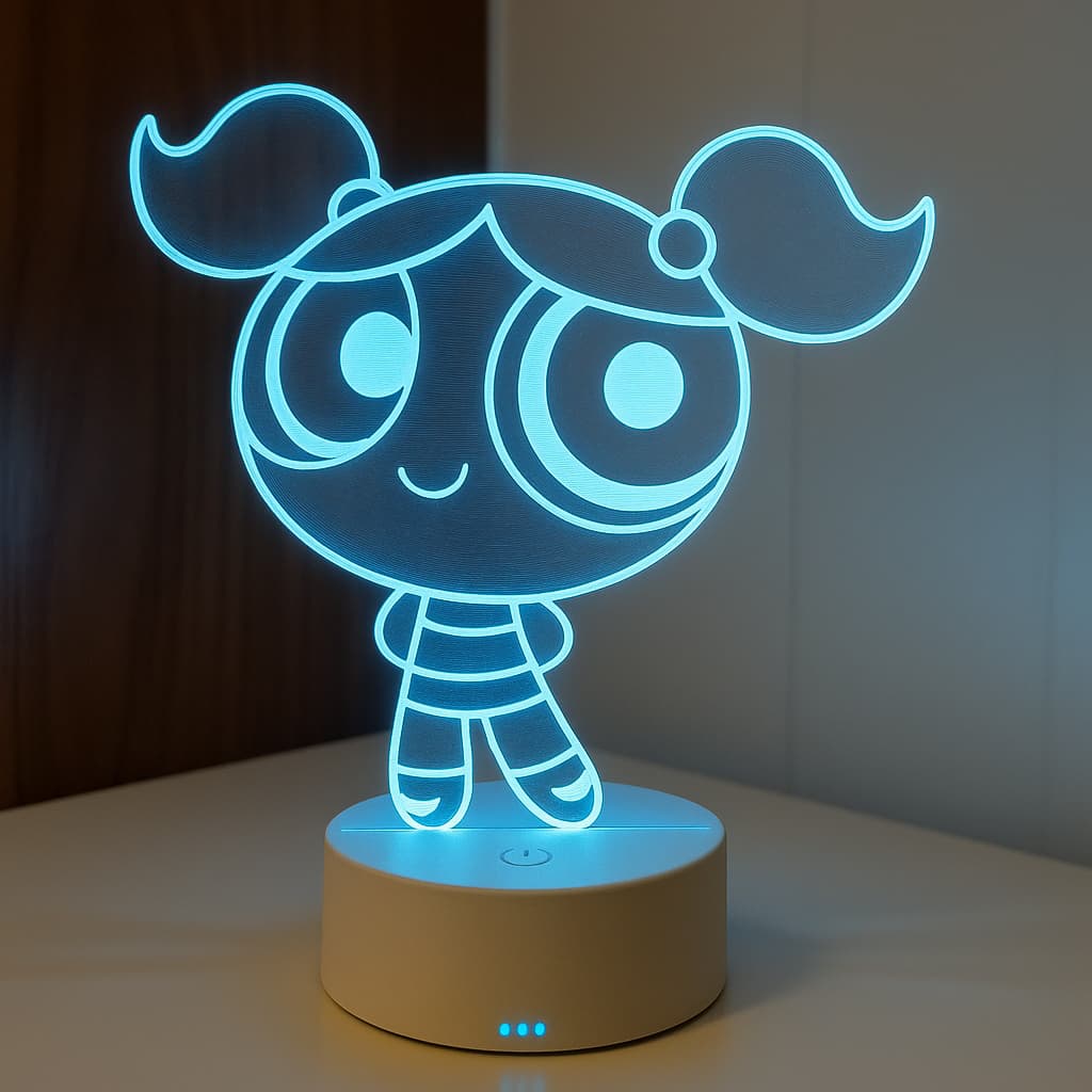 Luminária LED 3D Em Acrílico Abajur Presente Criativo - Luminária LED - Meninas Super Poderosas - Lindinha