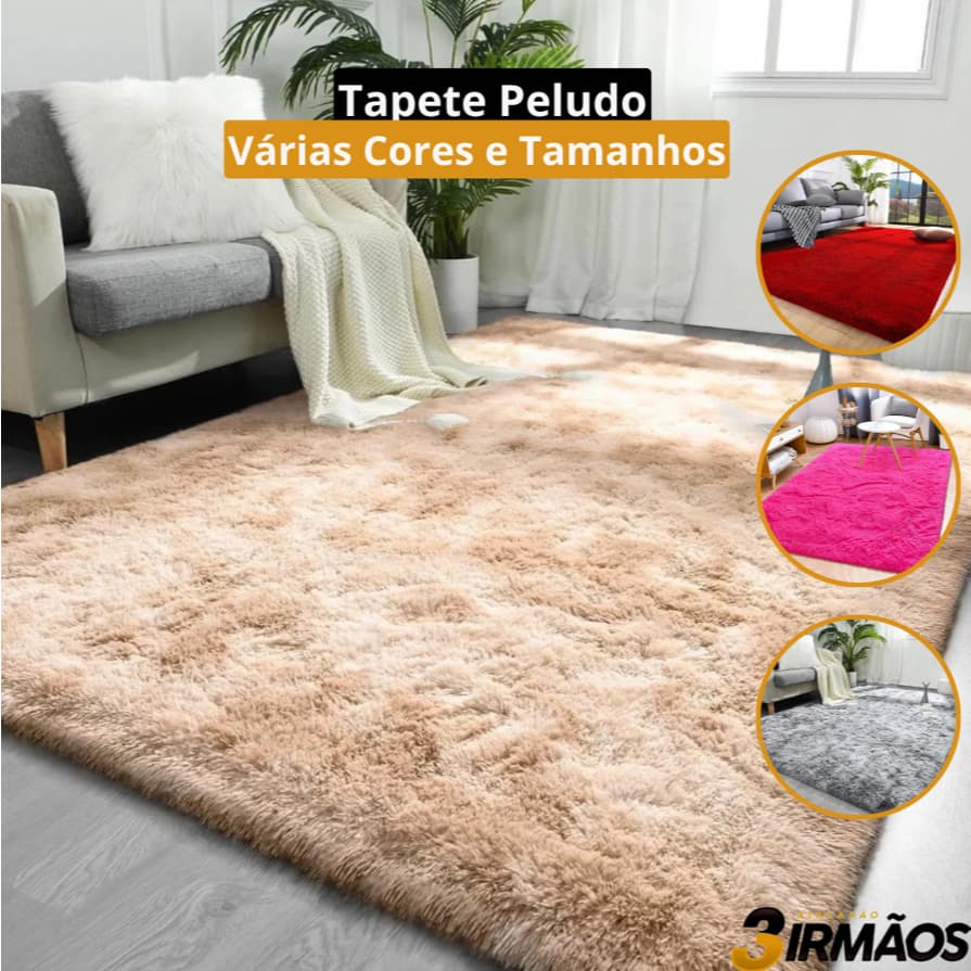 Tapete Peludo Antiderrapante Sala Quarto Grande Macio 2x1m 2x1,40m 2x2,50m