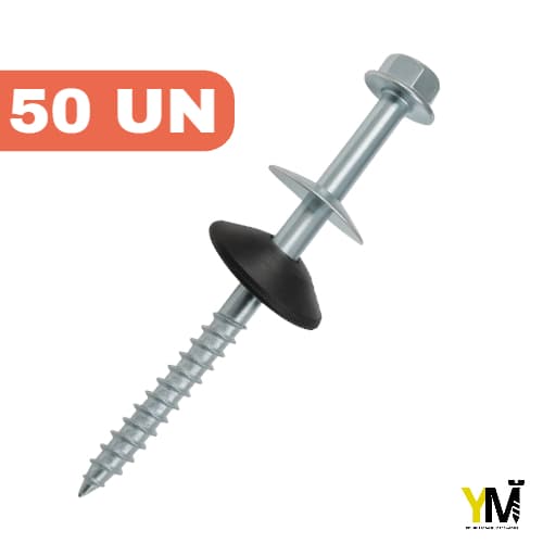 KIt 50 Parafusos Telha Completo Fibrocimento 5/16x110mm