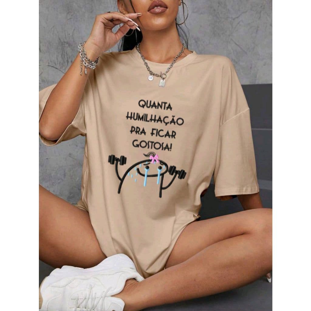 Camiseta Tshirt Oversized 100%Algodão  Feminina Gym Treino Academia Fitness Musculação Engraçada