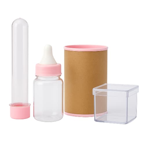 Kit chá de bebê Cofre Mamadeira Tubete 13 e Caixinha 5x5- 10 de cada Chá revelação festa mêsversario