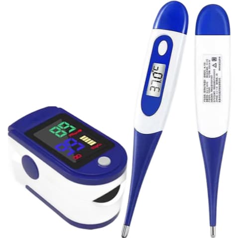 Oxímetro de Pulso Digital medidor de oxigênio no sangue saturação portátil + termômetro digital clinico Haste flexível