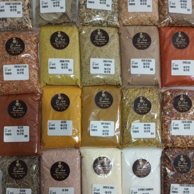 KIT 25 UNIDADES TEMPEROS E CONDIMENTOS NATURAIS LINHA PREMIUM  (645 GRAMAS)