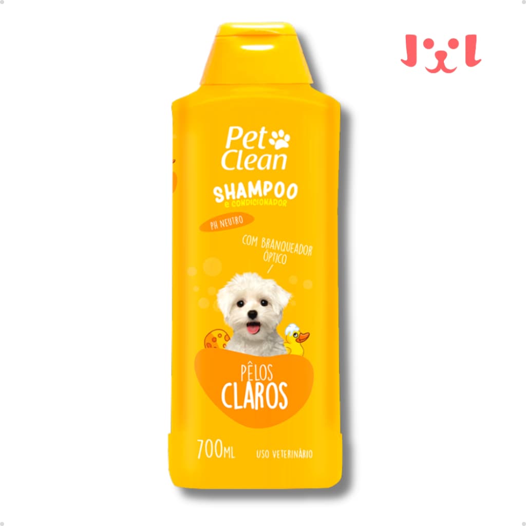 Shampoo e Condicionador Pet Shop para Cachorro e Gato Pet Clean Pelos Claros Clareador - 700 ml