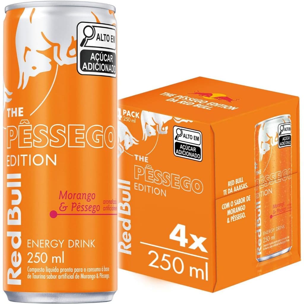 Red Bull The Summer Edition Morango e Pêssego 4 Unidades de 250ml