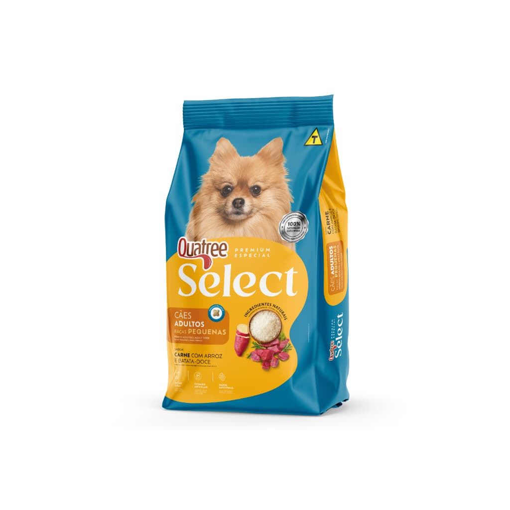 Ração Para Cachorro  3KG Alimento Quatree Select Adulto Tamanho Pequeno Sabor Carne Arroz Batata