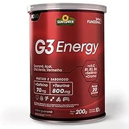G3 Energy 200g Açaí e Guaraná Energético Termogênico Pré-treino Taurina Cafeína Vitamina Sunflower