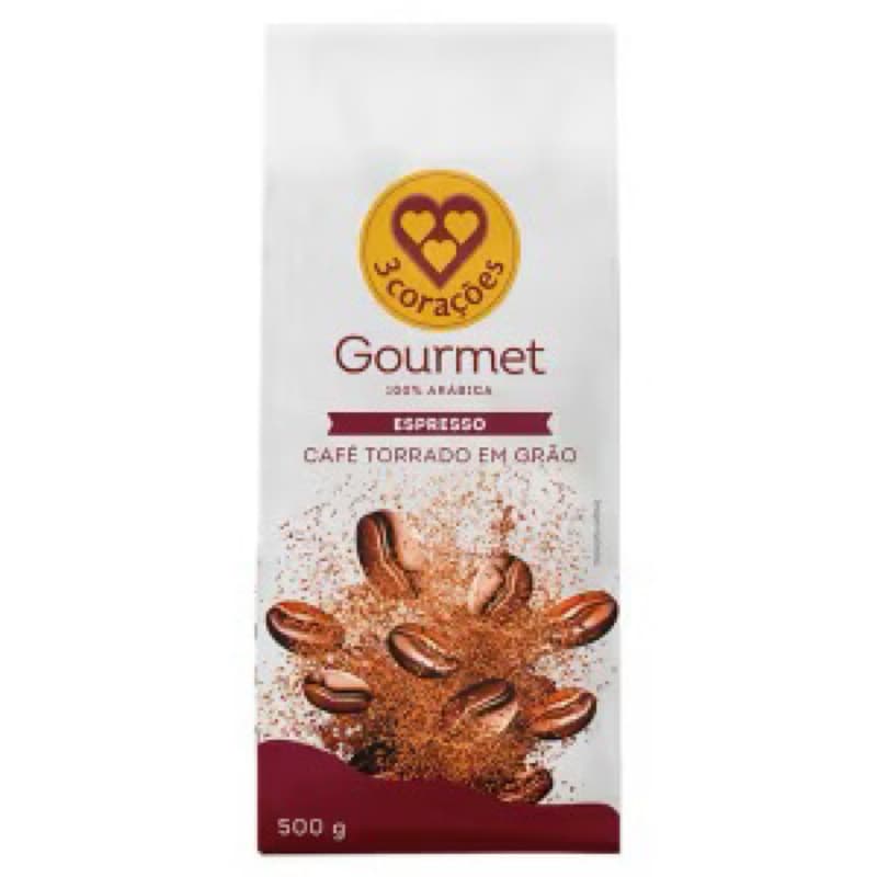Café torrado em Grãos 3 Corações Gourmet Espresso 500g