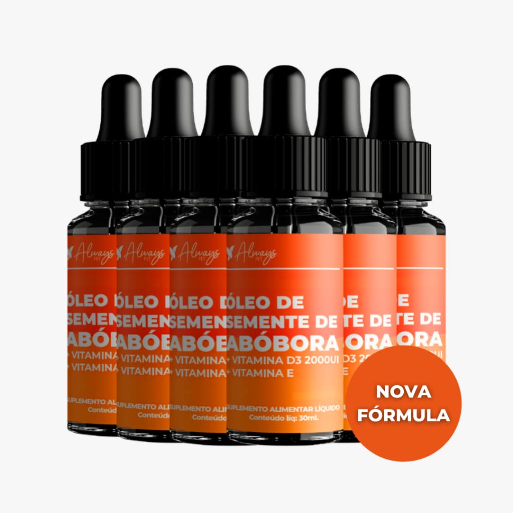 Óleo de Semente de Abóbora Gotas com Vitamina D3 e Vitamina E - 30ml - 6 Unidades