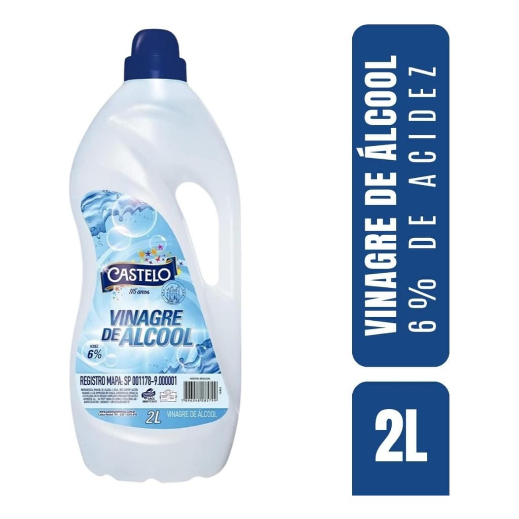 Vinagre de Álcool 6% Acidez Castelo Frasco 2 Litros