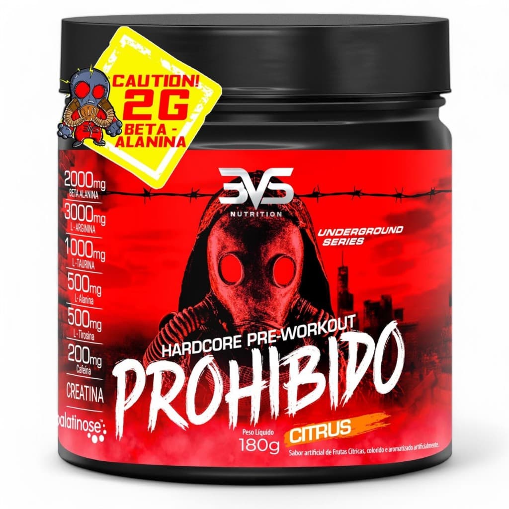 Pré Treino Prohibido 180g -  3VS Original - para Energia e Desempenho Máximo nos seusTreinos