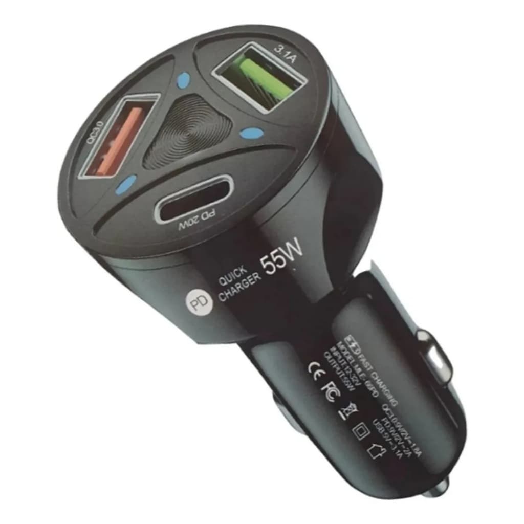 Carregador Veicular Usb Turbo 3 Portas Carregador Automotivo