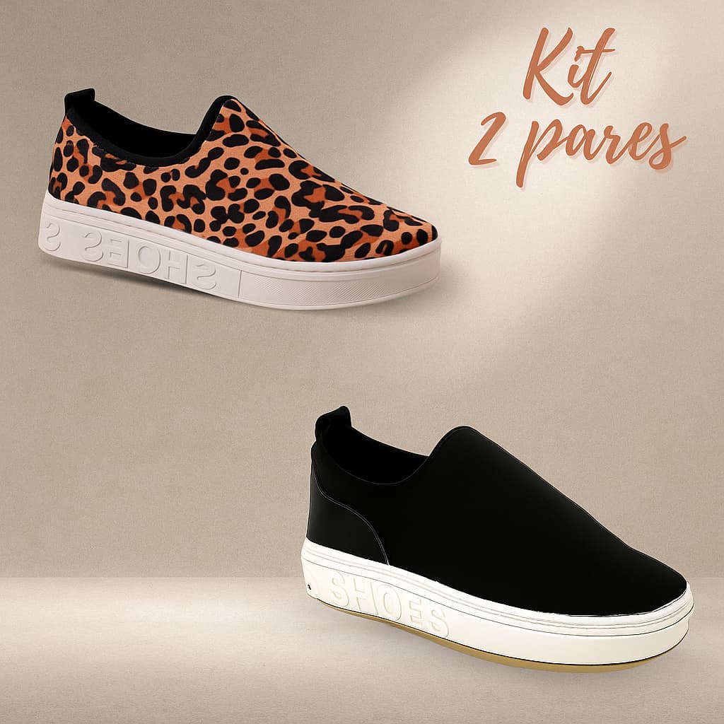 Kit 2 Pares Tenis Meia Shoes Unissex Versatil Confortavel Casual Ortopedico Slip-on Feminino Promoção