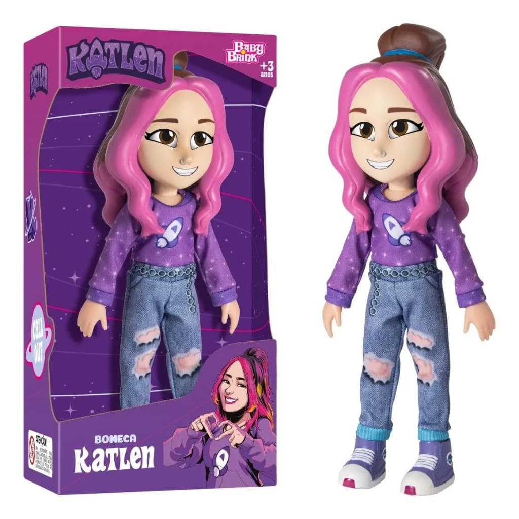 Boneca Katlen Dos Rosas Youtuber Articulada 26cm Youtuber Original Baby Brink