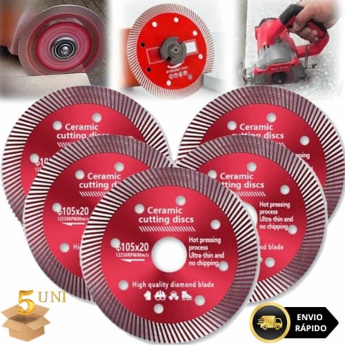 Disco de Corte Diamantado para Porcelanato 105mm x 20mm Super Fino 1,4mm Kit com 2 a 5 unidades