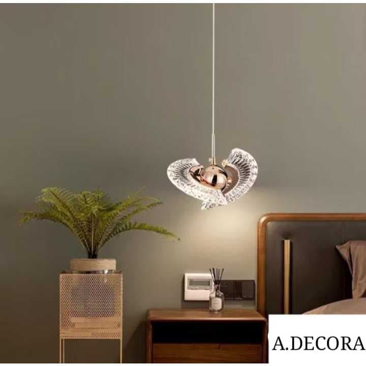 Luminária Pendente LED Cristal Flexível Alumínio Dourada Cama Leitura Bivolt Gold Espelhado Luminária Suspensa