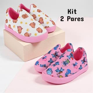 kit com 2 pares de tenis infantil para meninas. Confortável. Lucks calçados