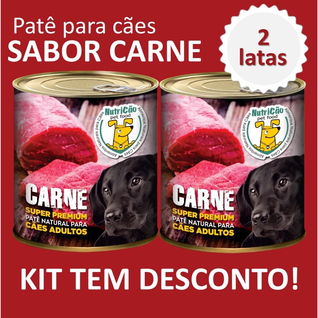 Kit Ração Úmida Patê Natural Cães Adultos Sabor Carne NutriCão Pet Food Max Benefício Ração Molhada