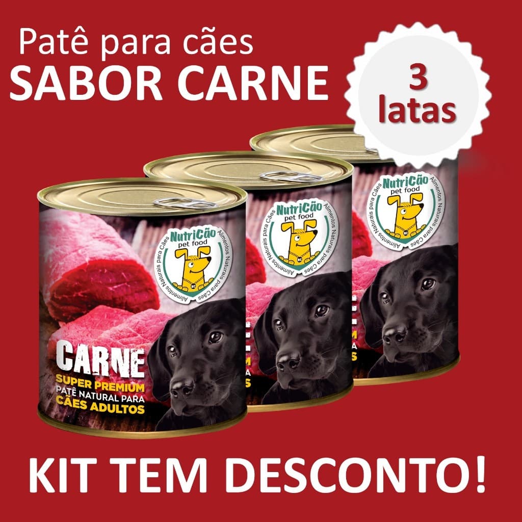 Kit Ração Úmida Patê Natural Cães Adultos Sabor Carne Maxima Saúde NutriCão Pet Food Ração Molhada