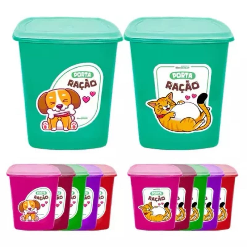 Porta Ração Cachorro e Gato 6 Litros Balde para Ração Dispenser de Ração