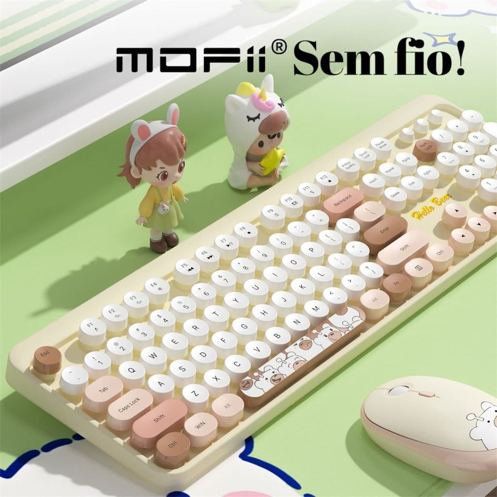 Teclado e Mouse Sem Fio Hello Bear Geezer 2.4G  Wireless Várias Cores