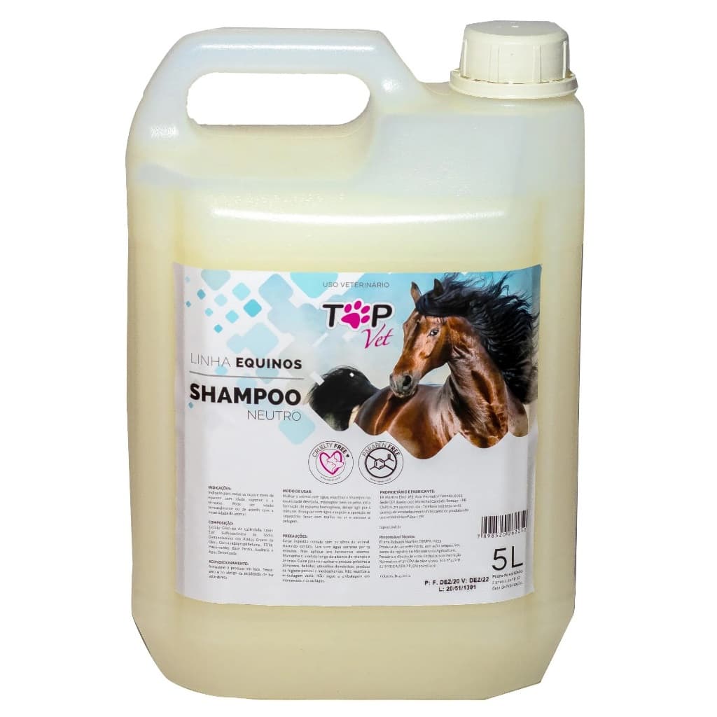 Shampoo Neutro Para Cavalos 5 Litros Top Vet Top Horse Equinos