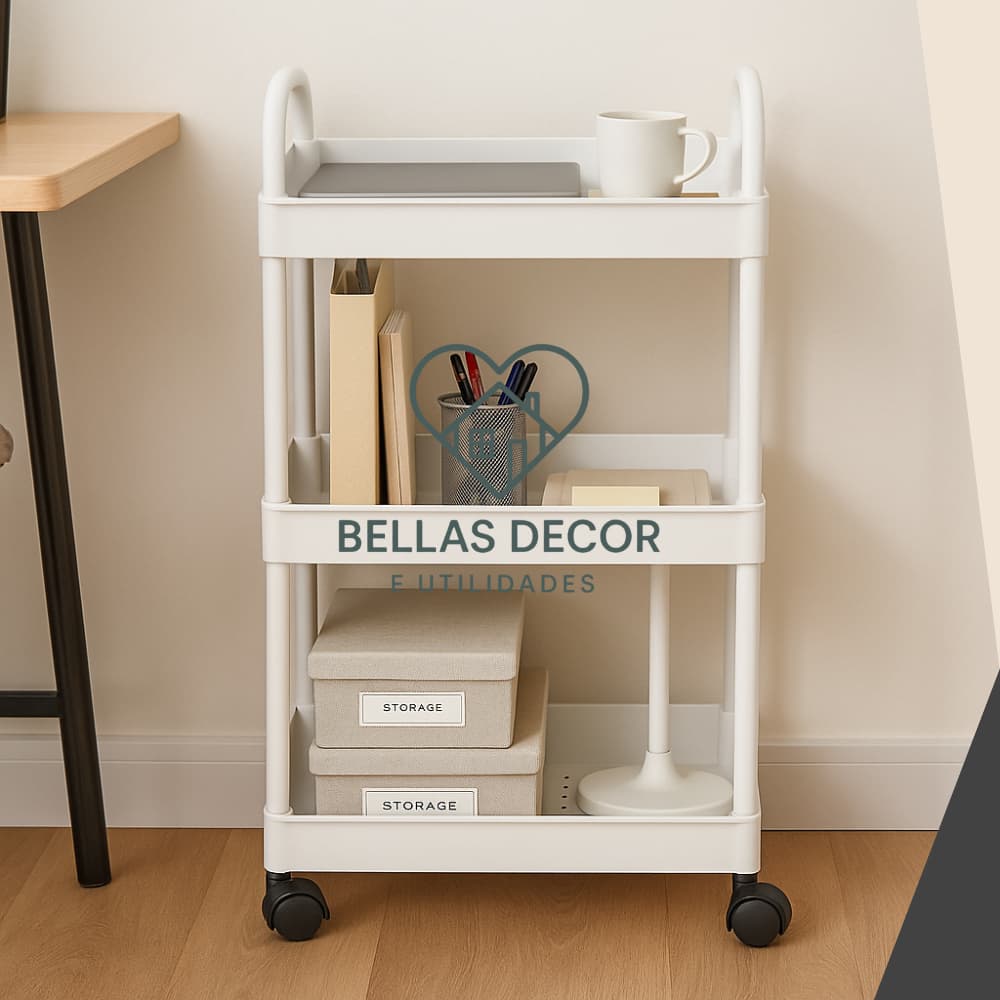 Estante Organizadora com Rodinhas Multiuso - Ideal para Escritório, Cozinha e Banheiro