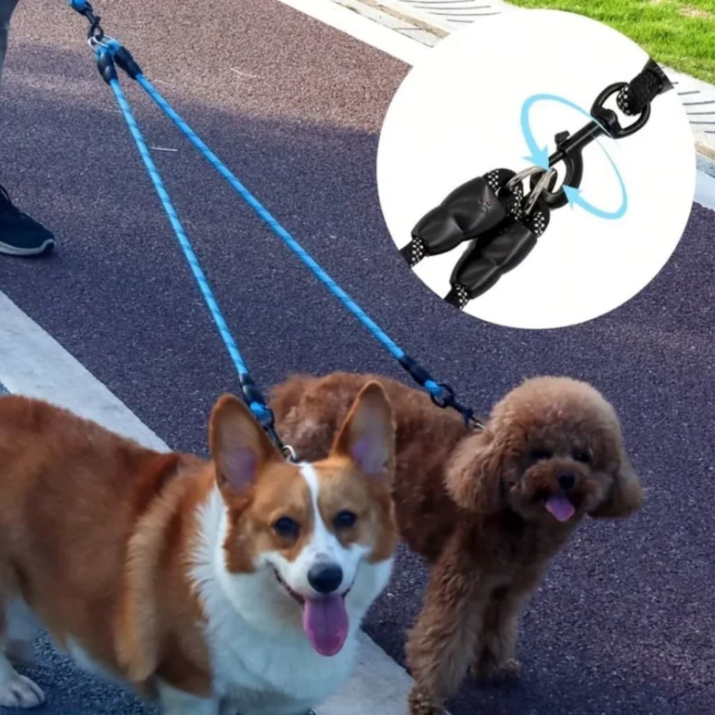 Guia Dupla Para Cachorros 2 em 1 Corda Resistente Pet Grande Médio Pequeno Porte LR-0183