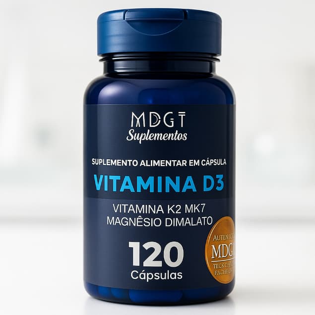 VITAMINA D3 2000 UI + MAGNÉSIO DIMALATO 350mg + VITAMINA K2 MK-7 - 120 cáps