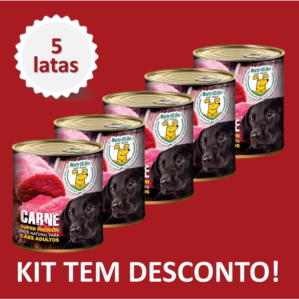 Kit Ração Úmida Patê Natural Maximo Sabor Carne Cães Adulto NutriCão Pet Food Ração molhada