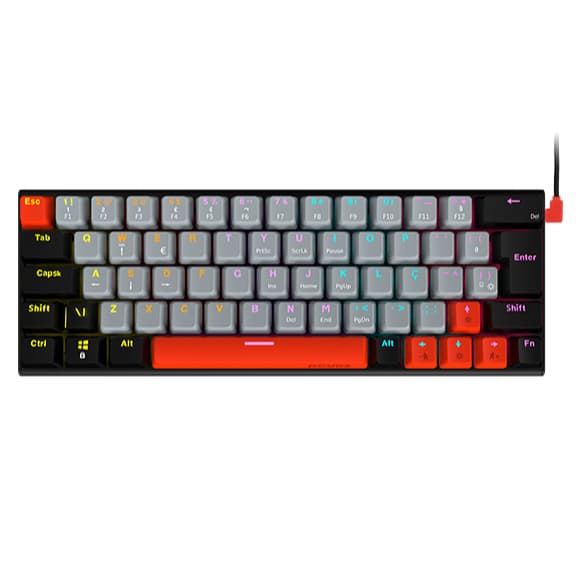 Teclado Mecanico 60% Pcyes Kuromori Black Vulcan - Switch Red - Led Rainbow - Ptkm60Rd Garantia Nacional - Nota fiscal