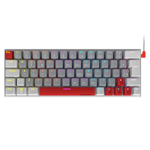Teclado Mecanico 60% Pcyes Kuromori White Ghost - Switch Red - Led Rainbow - Ptkmwg60Rd Garantia Nacional Nota Fiscal