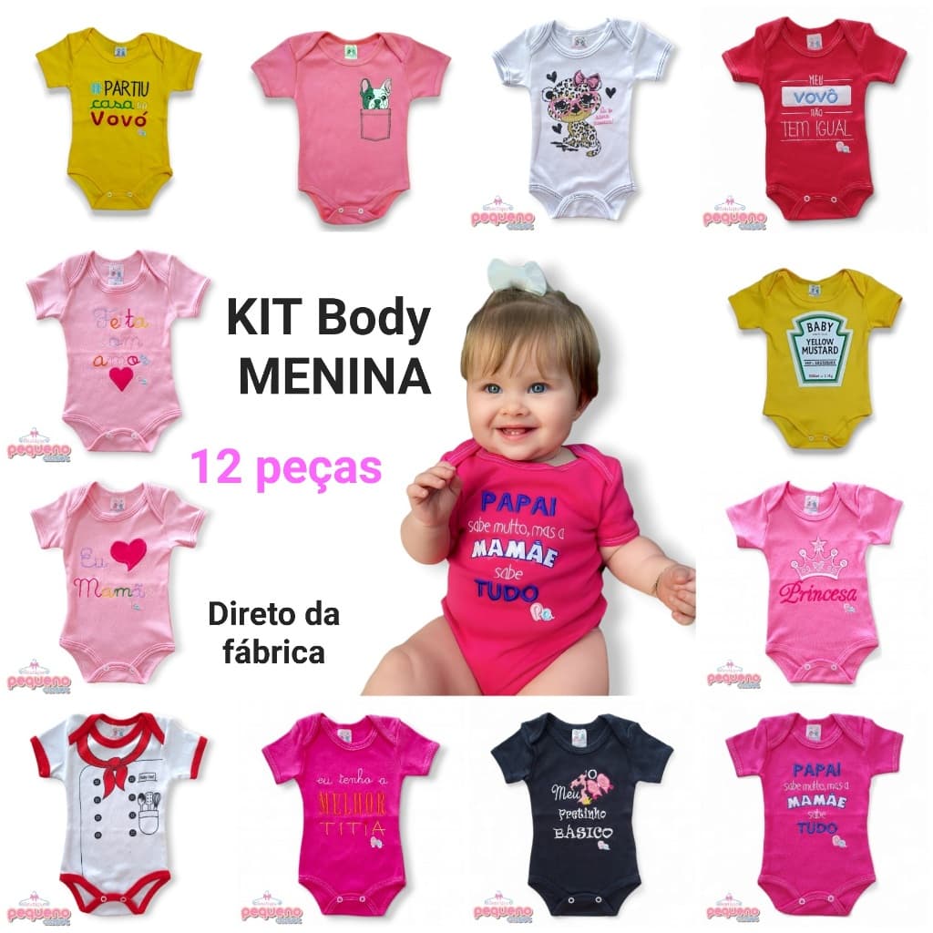 Body Bebê Menina Kit Body Enxoval Bebê Menina Body Atacado Bebê Revenda 100% Algodão