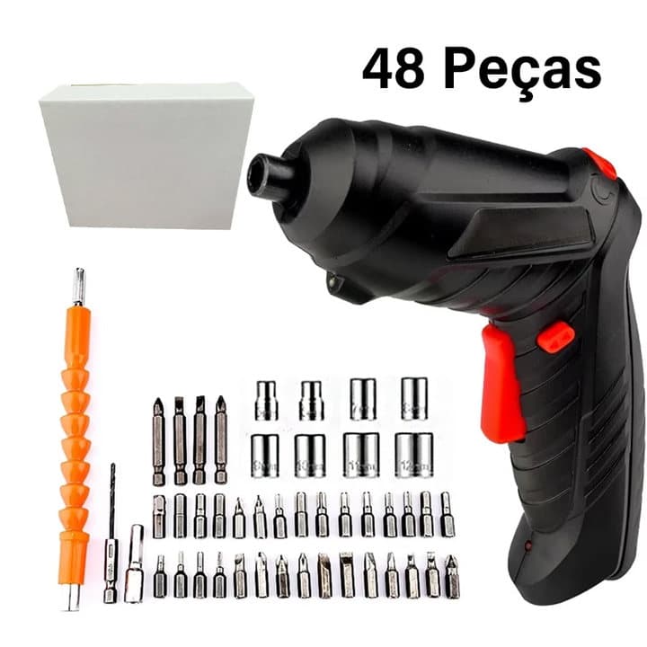 kit Parafusadeira elétrica/furadeira 48 Pçs À Bateria Carregador Usb