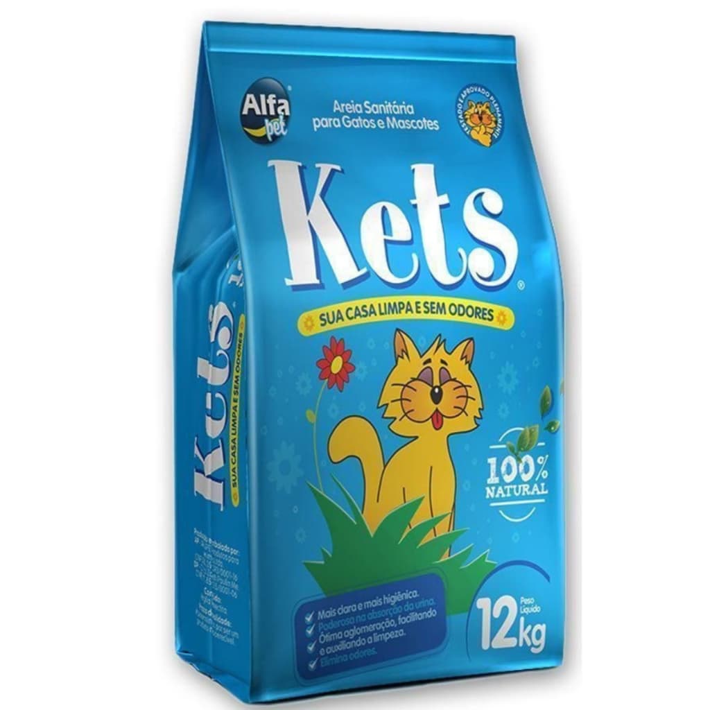 Areia Sanitária Higiênica Para Gatos Alfa Pet Kets 12 Kg