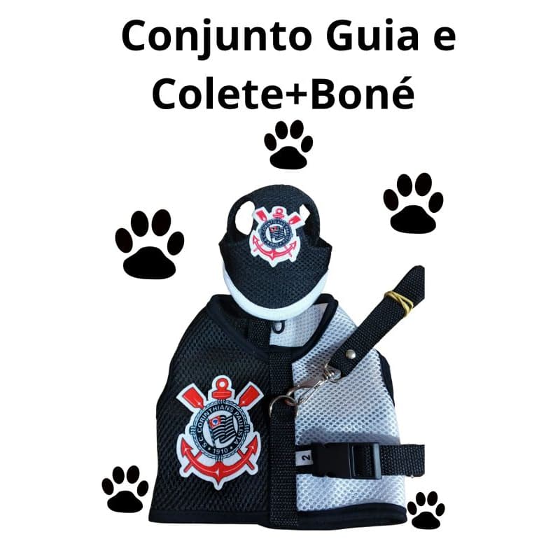 Conj Colete com Guia+Boné Corinthians