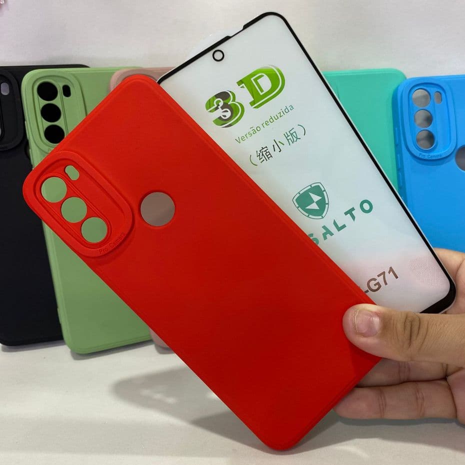 CAPA G71 + Película 3D Kit Motorola Capinha Case Protetora Celular Silicone