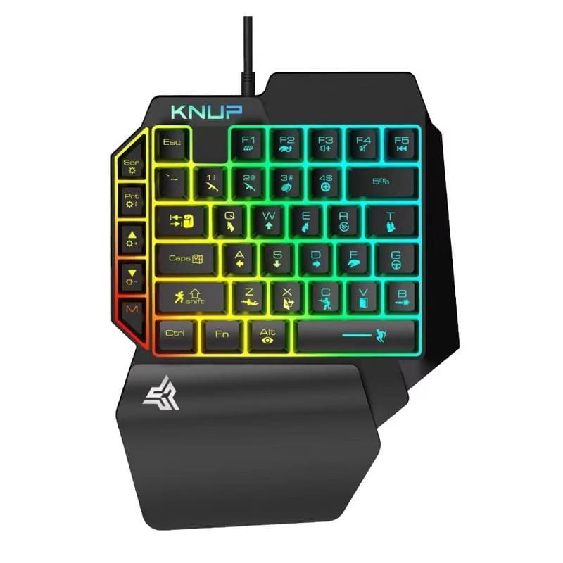 Teclado Gamer Mecânico com LED Rainbow 39 Teclas – Atalhos FPS – Plug & Play