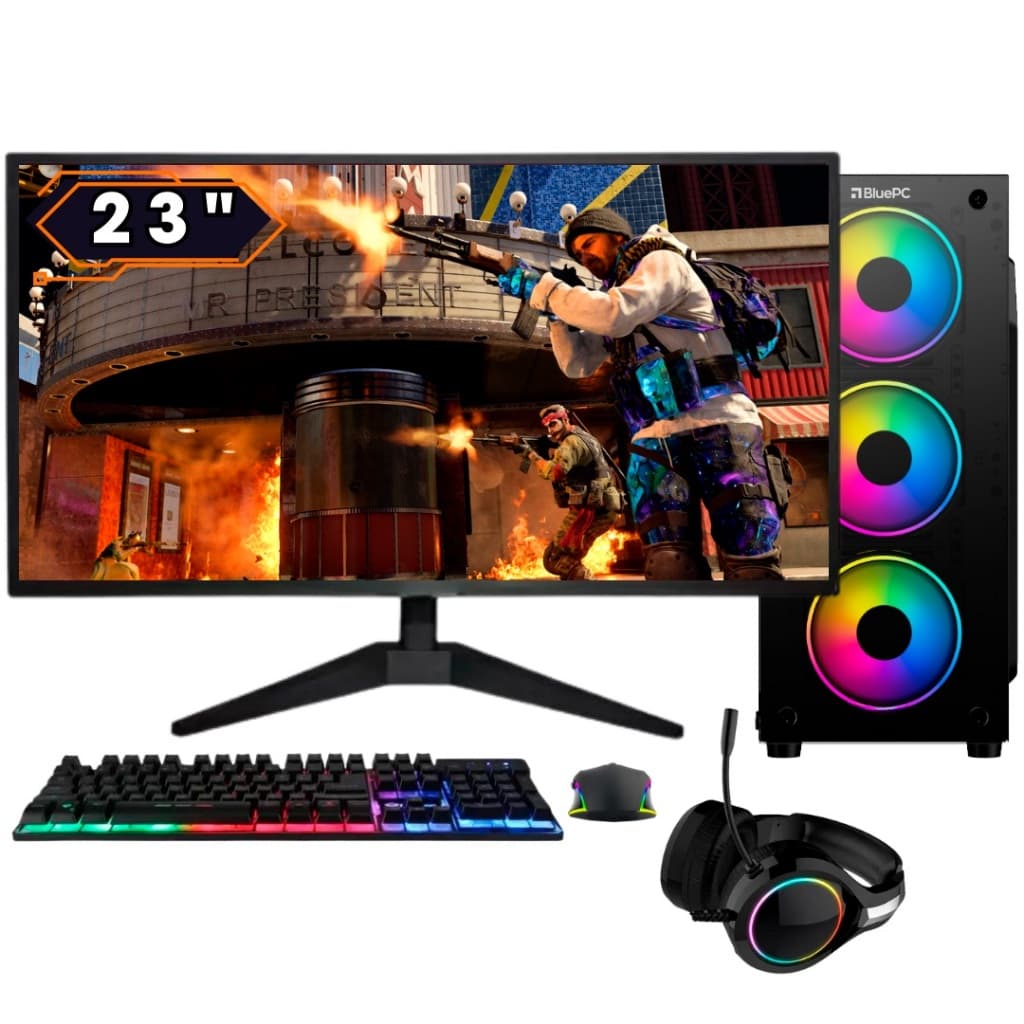 PC Gamer  BluePC FIRE Ryzen 5 5600GT, 16GB, Radeon VEGA, SSD 256GB, 500W, Monitor 23"  - PG2E-1030FI