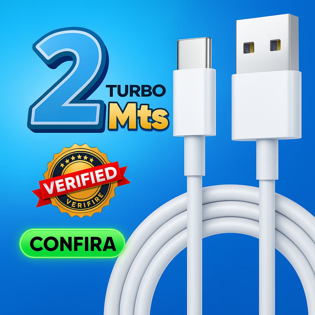 Cabo USB Tipo C Turbo 3A 2 Metros Reforçado Rápido Original Carregamento Rápido Celular Android
