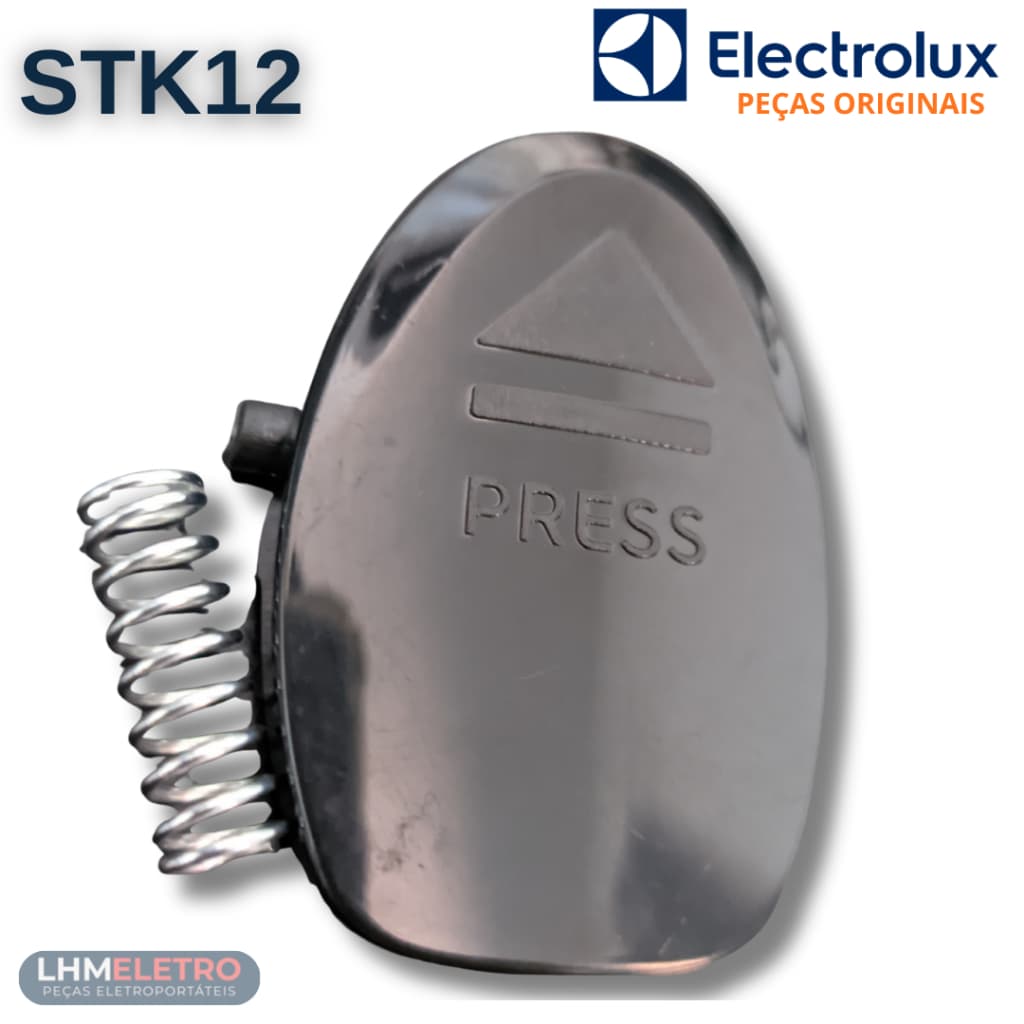 Botão Trava Reservatório Preto com Mola Aspirador de pó Electrolux STK12