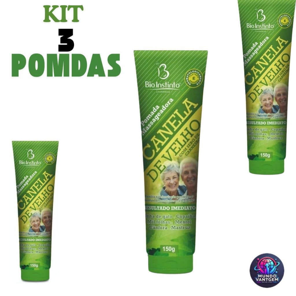 Kit 3 unid: Pomada Canela de Velho Bio Instinto 150g | Kit Econômico c/ 3 Unidades