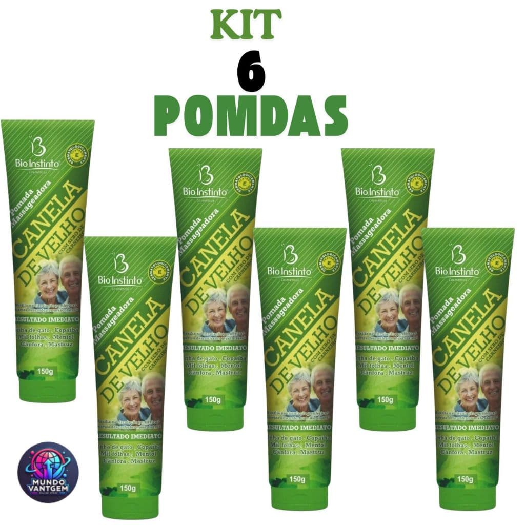 Kit 6 unid: Pomada Canela de Velho Bio Instinto 150g | Kit Família c/ 6 Unidades