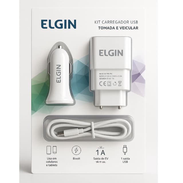 Carregador Tomada USB + Carregador Veicular 1A + Cabo Micro USB – Leve Mais, Pague Menos