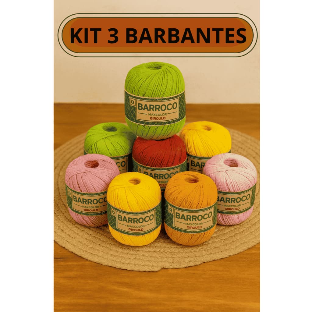 Kit 3 Unidades Barbantes Maxcolor Barroco Para Crochê Nº 6 - 200g - Escolha sua cor