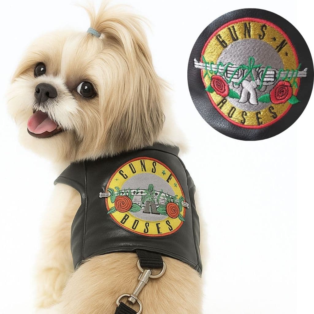 Guia Peitoral Cães e Gatos Bandas de Rock Coleira Pet