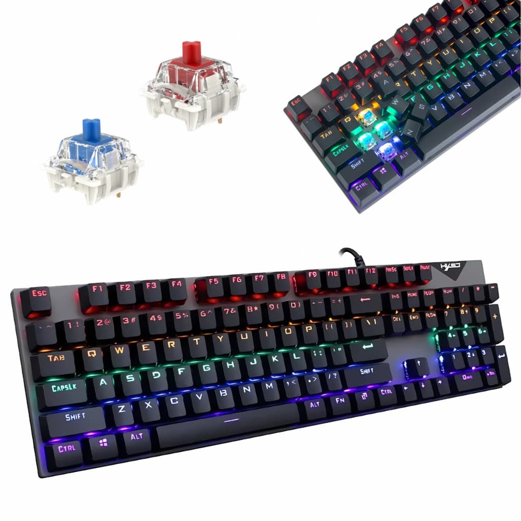 Teclado Mecanico Gamer RGB Aço 100% Switch Blue Red Anti Ghosting Pc Notebook Ps4 Setup Efeito Led