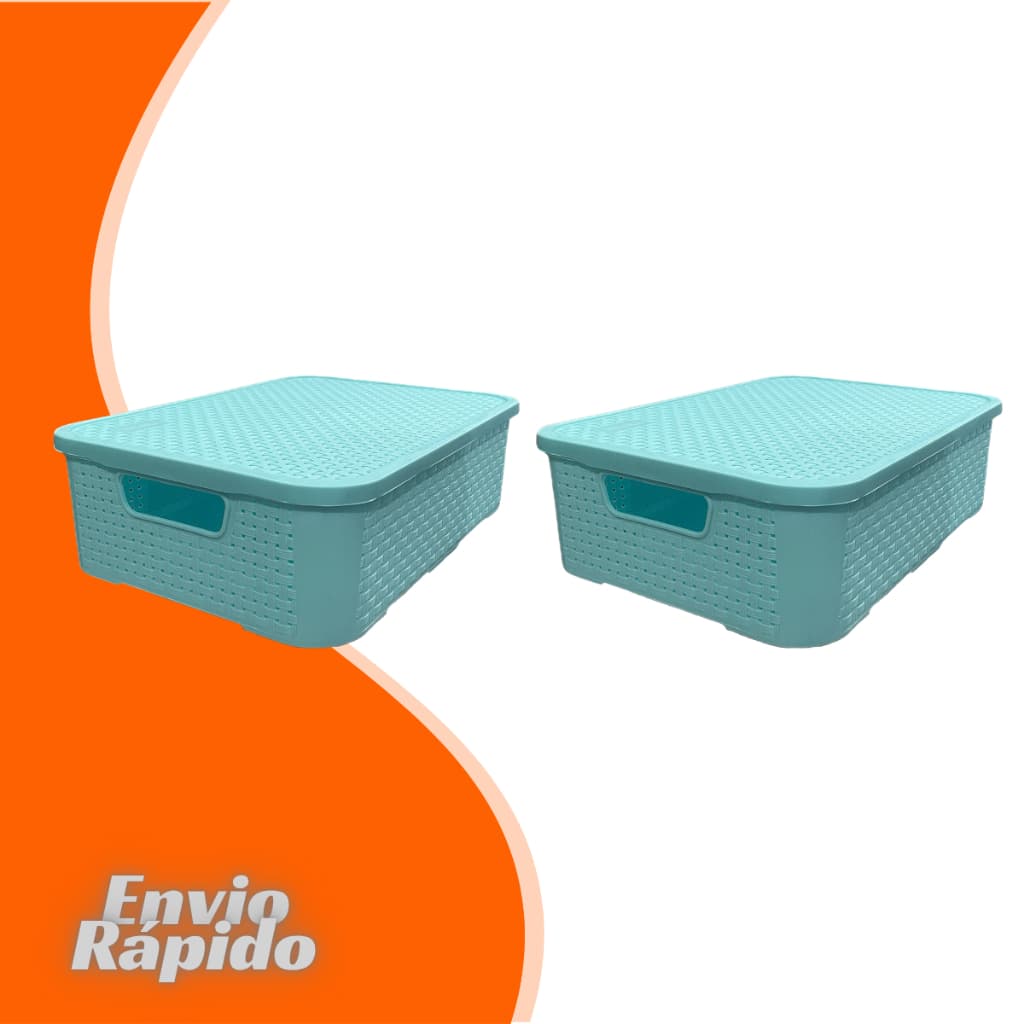 2 X Caixa Organizadora Rattan 15 Litros Cesto Organizador Multiuso Cozinha Quarto Armario Banheiro